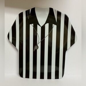 4 Kane Football Sports (Referee)Shirt Shaped Melamine Serving Plates 11.5x12”